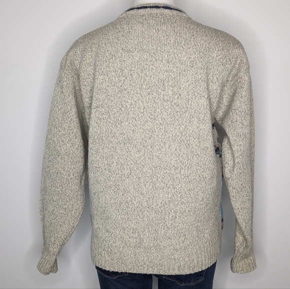 Vintage Woolrich tan blue pink school teacher wool blend button up cardigan M - Picture 6 of 8